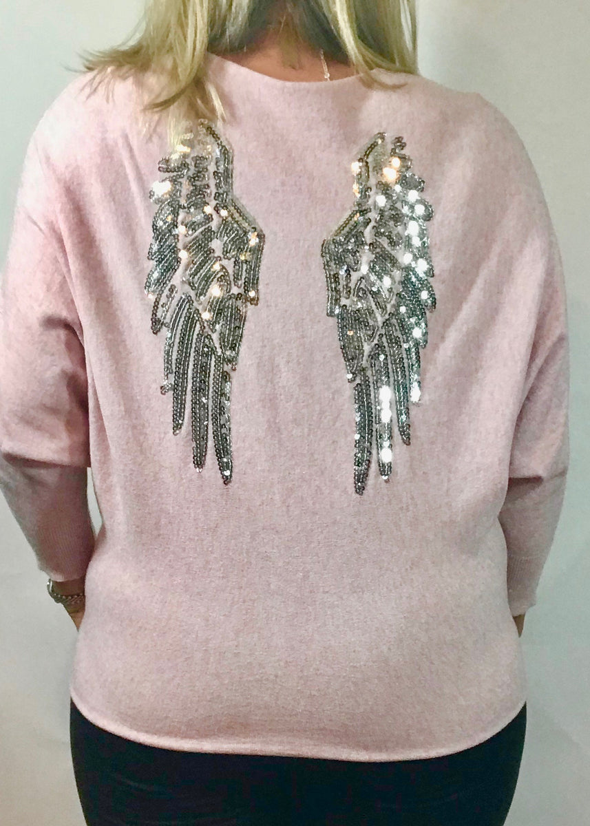 Jumper with sequin on sale wings on back