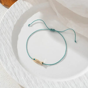 Capri Dainty Fish Charm Adjustable Anklet turquoise