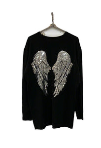 Limited Edition Angels Batwing Jumper In Black Made In Italy By Feathers Of Italy