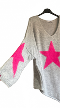 Load image into Gallery viewer, Capri Bold Star Jumper in Grey and Pink
