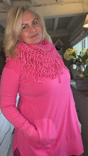 Load image into Gallery viewer, Florence Long Line Jumper In Shocking Pink With Snood Scarf
