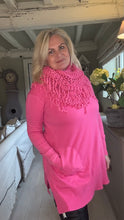 Load image into Gallery viewer, Florence Long Line Jumper In Shocking Pink With Snood Scarf
