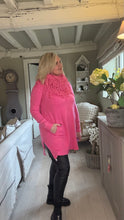 Load image into Gallery viewer, Florence Long Line Jumper In Shocking Pink With Snood Scarf
