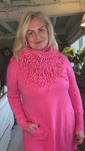 Load image into Gallery viewer, Florence Long Line Jumper In Shocking Pink With Snood Scarf
