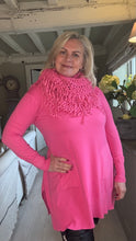 Load image into Gallery viewer, Florence Long Line Jumper In Shocking Pink With Snood Scarf
