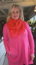 Load image into Gallery viewer, Florence Long Line Jumper In Bright Orange With Snood Scarf
