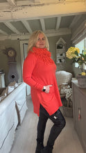 Load image into Gallery viewer, Florence Long Line Jumper In Bright Orange With Snood Scarf
