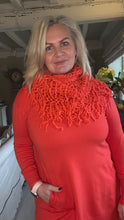 Load image into Gallery viewer, Florence Long Line Jumper In Bright Orange With Snood Scarf
