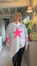 Load image into Gallery viewer, Capri Bold Star Jumper in Grey and Pink by Feathers Of Italy Empowering Ladies Boutique
