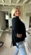 Load image into Gallery viewer, Positano Funnel Neck Open Poncho free size in Black
