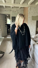 Load image into Gallery viewer, Positano Funnel Neck Open Poncho free size in Black
