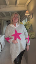 Load and play video in Gallery viewer, Capri Bold Star Jumper in Grey and Pink by Feathers Of Italy Empowering Ladies Boutique
