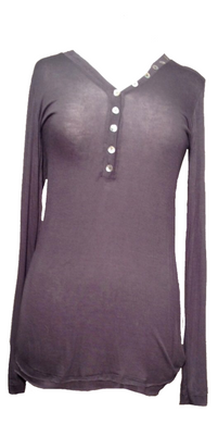 Jersey Button Top in Mocha - Feathers Of Italy 