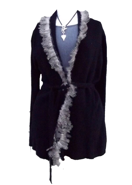 Coat with feather on sale trim