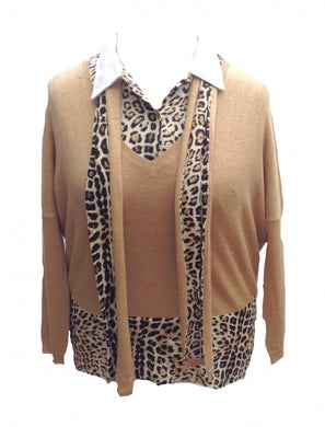 Oui De Mai 3 Piece Top Set in Leopard - Feathers Of Italy 